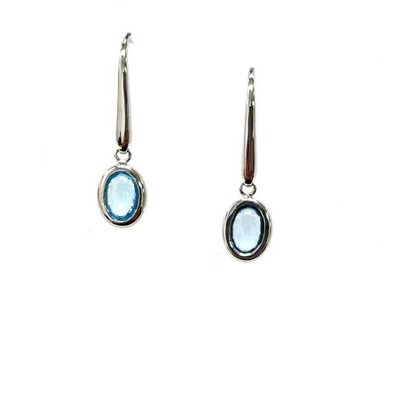 NEW AAMIAA color candy collection earrings with 6x4 oval swiss blue topaz in sil - Picture 1 of 2